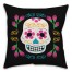 Graphic Sugar Skull with Wreath 18x18 Spun Poly Pillow
