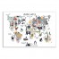 Animal World Map 24x36 Canvas Wall Art