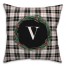 Black Plaid Monogram Wreath - V 18x18 Spun Poly Pillow
