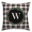Black Plaid Monogram Wreath - W 18x18 Spun Poly Pillow