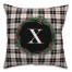 Black Plaid Monogram Wreath - X 18x18 Spun Poly Pillow