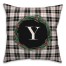 Black Plaid Monogram Wreath - Y 18x18 Spun Poly Pillow