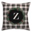 Black Plaid Monogram Wreath - Z 18x18 Spun Poly Pillow