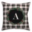 Black Plaid Monogram Wreath - A 18x18 Spun Poly Pillow