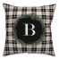 Black Plaid Monogram Wreath - B 18x18 Spun Poly Pillow