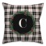 Black Plaid Monogram Wreath - C 18x18 Spun Poly Pillow