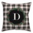 Black Plaid Monogram Wreath - D 18x18 Spun Poly Pillow