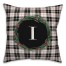 Black Plaid Monogram Wreath - I 18x18 Spun Poly Pillow