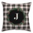 Black Plaid Monogram Wreath - J 18x18 Spun Poly Pillow