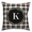 Black Plaid Monogram Wreath - K 18x18 Spun Poly Pillow