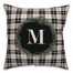 Black Plaid Monogram Wreath - M 18x18 Spun Poly Pillow