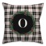 Black Plaid Monogram Wreath - O 18x18 Spun Poly Pillow