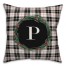 Black Plaid Monogram Wreath - P 18x18 Spun Poly Pillow
