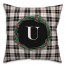 Black Plaid Monogram Wreath - U 18x18 Spun Poly Pillow