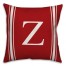 Red Farmhouse Stripes Monogram Spun Poly Pillow