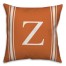 Orange Farmhouse Stripes Monogram Spun Poly Pillow