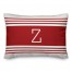 Red Farmhouse Stripes Monogram Pillow