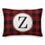 Black & Red Buffalo Check Plaid Monogram Pillow