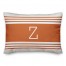 Orange Farmhouse Stripes Monogram Pillow