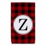 Black & Red Buffalo Check Plaid Monogram Tea Towel