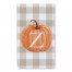 Harvest Pumpkin Buffalo Check Plaid Monogram Tea Towel