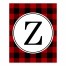 Black & Red Buffalo Check Monogram Tabletop Art Print