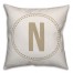 Circle Dotted Border Monogram In Khaki Stripes 18x18 Personalized Indoor / Outdoor Pillow