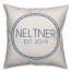 Circle Dotted Border Name Date In Navy Stripes 18x18 Personalized Indoor / Outdoor Pillow