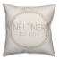 Circle Dotted Border Name Date In Khaki Stripes 18x18 Personalized Indoor / Outdoor Pillow