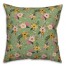 Spring Floral Pattern Pink And Green Jungle Cat In Green 18x18 Indoor / Outdoor Pillow