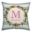 Spring Wreath Pink Monogram Stripes 18x18 Personalized Indoor / Outdoor Pillow