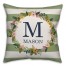 Spring Wreath Pink Monogram Stripes Green Navy 18x18 Personalized Indoor / Outdoor Pillow