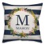 Spring Wreath Pink Monogram Stripes Navy 18x18 Personalized Indoor / Outdoor Pillow