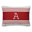 Red Farmhouse Stripes Monogram 14x20 Personalized Spun Poly Pillow