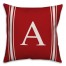 Red Farmhouse Stripes Monogram 18x18 Personalized Spun Poly Pillow