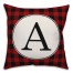 Red & Black Buffalo Check Plaid Monogram 18x18 Personalized Spun Poly Pillow