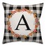 Harvest Buffalo Check Plaid Monogram 18x18 Personalized Spun Poly Pillow