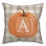 Harvest Pumpkin Buffalo Check Plaid Monogram 18x18 Personalized Spun Poly Pillow