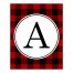 Red & Black Buffalo Check Plaid Monogram 8x10 Personalized Tabletop Canvas