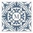 Monogram Blue Tile 16x16 Personalized Canvas Wall Art