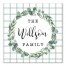 Green Checkered Eucalyptus Wreath 16x16 Personalized Canvas Wall Art