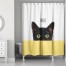 Striped Curious Cat  Shower Curtain