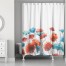 Blue And Red Painted Poppies  71x74 Shower Curtain