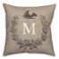 Monogram Floral Bird Wreath Burlap Pillow