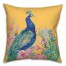 Floral Peacock on Yellow 20x20 Indoor / Outdoor Pillow