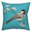 Chickadee Bird with Flowers on Teal 20x20 Indoor / Outdoor Pillow