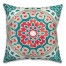 Red and Teal Flower Mandala 20x20 Indoor / Outdoor Pillow