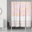 Watercolor Blush Daisies with Stripes 71x74 Shower Curtain