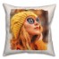 Fall Beanie Paint Girl with Sunglasses 18x18 Spun Poly Pillow