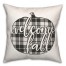 Plaid Pumpkin Welcome Fall 18x18 Spun Poly Pillow